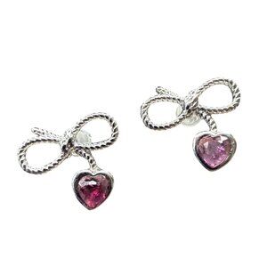 Garnet Red cowboy rope heart Earrings gemstone Women jewelry fashion NEW